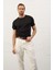 Erkek Bisiklet Yaka Slim-Fit Kalıp Yazlık Triko T-Shirt Siyah - 5017DNGR 3