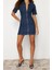 Moda Fit Casual Günlük Comfort Denim Gömlek Yaka Kısa Kol Basic Mini Boy Elbise 2