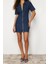 Moda Fit Casual Günlük Comfort Denim Gömlek Yaka Kısa Kol Basic Mini Boy Elbise 3