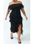 Moda Fit Şık Abiye Gece Şifon Dokuma Kare Yaka Askılı Kol A-Line Maxi Boy Büyük Beden Elbise 2