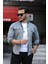 Erkek Gri Slim Fit Dar Kesim Kot Gömlek 1