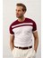Erkek Renkli Slim-Fit Kalıp Yazlık Triko T-Shirt Bordo - 5018DNGR 4