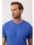 Erkek Desenli Bisiklet Yaka Slim-Fit Kalıp Ince Triko T-Shirt Saks - 5015DNGR 2