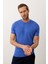 Erkek Desenli Bisiklet Yaka Slim-Fit Kalıp Ince Triko T-Shirt Saks - 5015DNGR 5