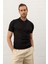 Erkek Fermuarlı Slim-Fit Kalıp Polo Yaka Ince Triko T-Shirt Siyah - 5011DNGR 1