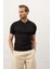 Erkek Fermuarlı Slim-Fit Kalıp Polo Yaka Ince Triko T-Shirt Siyah - 5011DNGR 4