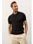 Erkek Fermuarlı Slim-Fit Kalıp Polo Yaka Ince Triko T-Shirt Siyah - 5011DNGR 5