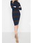 Moda Slim Casual Günlük Tek Plaka Triko Dik Yaka Uzun Kol Bodycone Midi Boy Elbise 2