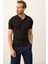 Erkek Çizgi Desenli Slim-Fit Kalıp Polo Yaka Yazlık Triko T-Shirt Siyah - 5003DNGR 1