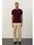 Erkek Kare Desenli Slim-Fit Yazlık Triko T-Shirt Bordo - 5020DNGR 4