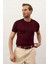 Erkek Kare Desenli Slim-Fit Yazlık Triko T-Shirt Bordo - 5020DNGR 5