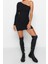 Moda Slim Casual Günlük Rejenere Kaşkorse Örme Asimetrik Yaka Uzun Kol Bodycone Mini Boy Elbise 2