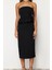 Moda Fit Mezuniyet Balo Finike Dokuma Straplez Kolsuz Kol Bodycone Midi Boy Elbise 5