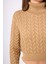 Scarlett Saç Örgülü Krop Kesim Kadın Triko Kazak - Camel 5