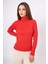 Britta Rib Örgü Fit Kalıp Kadın Triko Kazak - Kırmızı 3
