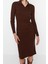 Moda Slim Casual Günlük Fitilli Triko Polo Yaka Uzun Kol Bodycone Midi Boy Elbise 1