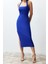 Moda Fit Mezuniyet Balo Finike Dokuma Kare Yaka Askılı Kol Bodycone Midi Boy Elbise 4