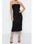 Moda Regular Mezuniyet Balo Payet Dokuma Straplez Kolsuz Kol Shift Midi Boy Elbise 3