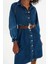 Moda Regular Casual Günlük Twill Denim Gömlek Yaka Uzun Kol A-Line Mini Boy Elbise 1