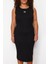 Moda Fit Casual Günlük Kaşkorse Örme Halter Yaka Kolsuz Kol Shift Midi Boy Büyük Beden Elbise 1