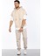 Kapüşonlu Oversize Kısa Kol Sweatshirt - Bej 4