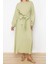 Moda Regular Casual Günlük Crinkle Dokuma Bisiklet Yaka Uzun Kol Shift Maxi Boy Tesettür Elbise 4