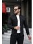 Erkek Siyah Slim Fit Dar Kesim Kot Gömlek 1