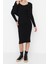 Moda Slim Casual Günlük Fitilli Triko V Yaka Uzun Kol Bodycone Midi Boy Elbise 2