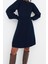 Moda Regular Business Tek Plaka Triko Bisiklet Yaka Uzun Kol A-Line Mini Boy Elbise 4