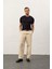 Erkek Kare Desenli Slim-Fit Kalıp Yazlık Triko T-Shirt Koyu Lacivert - 5020DNGR 3
