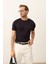 Erkek Çizgili Bisiklet Yaka Slim-Fit Kalıp Ince Triko T-Shirt Koyu Lacivert - 5013DNGR 1