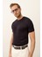 Erkek Çizgili Bisiklet Yaka Slim-Fit Kalıp Ince Triko T-Shirt Koyu Lacivert - 5013DNGR 2