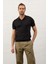 Erkek Slim-Fit Kalıp Polo Yaka Yazlık Triko T-Shirt Siyah - 5002DNGR 5