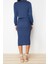 Moda Regular Casual Günlük Fitilli Triko Bisiklet Yaka Uzun Kol Bodycone Midi Boy Elbise 5