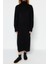 Moda Oversize Casual Günlük Dolu Iğne Triko Balıkçı Yaka Uzun Kol Shift Midi Boy Elbise 1