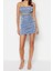Moda Fit Mezuniyet Balo Simli Örme Örme Kare Yaka Askılı Kol Bodycone Mini Boy Elbise 4