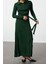 Moda Fit Casual Günlük Ribana Kaşkorse Triko Polo Yaka Uzun Kol Balık Maxi Boy Tesettür Elbise 4
