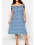 Moda Fit Casual Günlük Bürümcük Örme Kalp Yaka Kısa Kol A-Line Midi Boy Büyük Beden Elbise 3