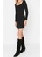 Moda Slim Casual Günlük Rejenere Kaşkorse Örme Kare Yaka Uzun Kol Bodycone Mini Boy Elbise 4