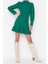 Moda Regular Business Finike Dokuma Dik Yaka Uzun Kol A-Line Mini Boy Elbise 2