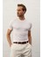 Erkek Kare Desenli Slim-Fit Yazlık Triko T-Shirt Beyaz - 5020DNGR 1