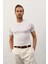 Erkek Kare Desenli Slim-Fit Yazlık Triko T-Shirt Beyaz - 5020DNGR 5