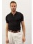 Erkek Slim-Fit Kalıp Polo Yaka Yazlık Triko T-Shirt Siyah - 5006DNGR 4