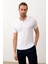 Erkek Çizgi Desenli Slim-Fit Kalıp Polo Yaka Yazlık Triko T-Shirt Beyaz - 5003DNGR 1