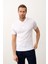 Erkek Çizgi Desenli Slim-Fit Kalıp Polo Yaka Yazlık Triko T-Shirt Beyaz - 5003DNGR 2