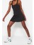 Moda Rahat Sportswear Dalgıç Scuba Örme Kare Yaka Askılı Kol A-Line Mini Boy Elbise 1