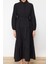 Moda Rahat Casual Günlük Terrycotton Dokuma Dik Yaka Uzun Kol Basic Maxi Boy Tesettür Elbise 1