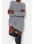 Moda Oversize Casual Günlük Çift Plaka Triko Bisiklet Yaka Uzun Kol A-Line Mini Boy Elbise 4