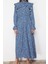 Moda Regular Casual Günlük Chally Dokuma Bisiklet Yaka Uzun Kol Basic Maxi Boy Tesettür Elbise 1