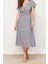 Moda Regular Casual Günlük Shally Dokuma V Yaka Kısa Kol A-Line Midi Boy Elbise 3